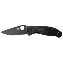 Ніж Spyderco Tenacious Black Blade, 8Cr13MoV,FRN , напівсерейтор к:black, фото 